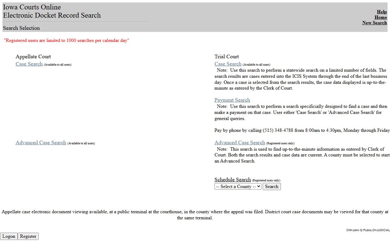 Page County court records after jail arrest Iowa Courts Online search