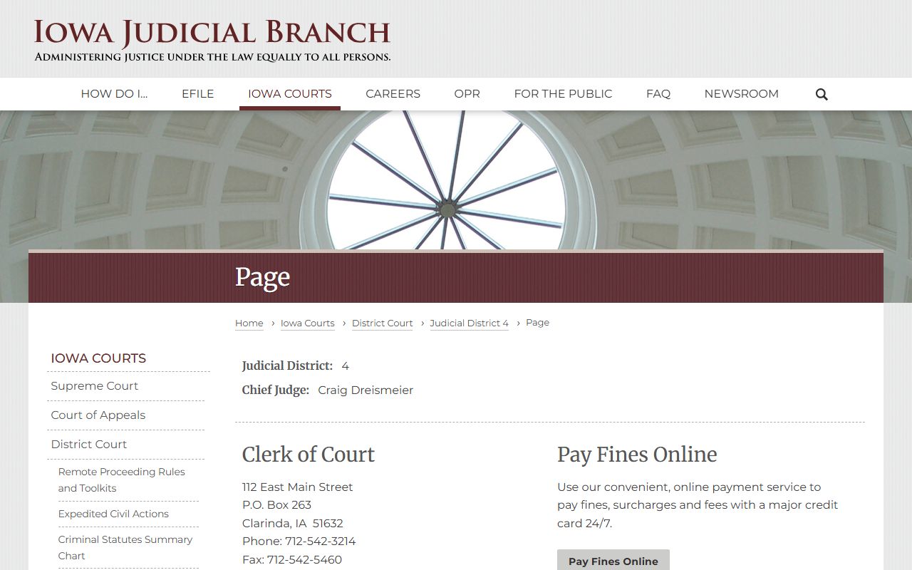 Page County court records after arrest court directory