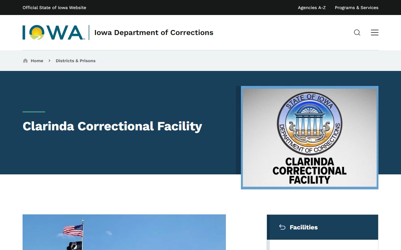 Clarinda Correctional Facility inmate lookup and prison information page